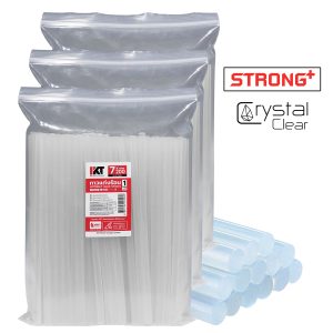 กาวแท่ง PKT ขนาด 7 มม ยาว 200 มม (7×200) แพ็ค 1 กิโลกรัม กาวแท่งร้อน รุ่น STRONG+ แบบใสพิเศษ