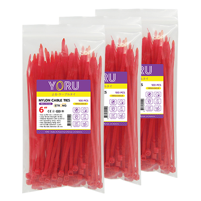เคเบิ้ลไทร์ YORU รุ่น YR150-04CLR สีแดง 3 แพ็ค