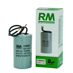 คาปาซิเตอร์เครื่องซักผ้า RM แบบ CBB60 ขนาด 8uF (ไมโครฟารัด) แคปเครื่องซักผ้า คาปาซิเตอร์ปั๊มน้ำ แคปรัน แคปสตาร์ท