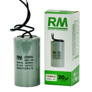 คาปาซิเตอร์เครื่องซักผ้า RM แบบ CBB60 ขนาด 20uF (ไมโครฟารัด) แคปเครื่องซักผ้า คาปาซิเตอร์ปั๊มน้ำ แคปรัน แคปสตาร์ท