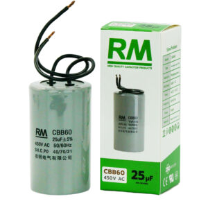 คาปาซิเตอร์เครื่องซักผ้า RM แบบ CBB60 ขนาด 25uF (ไมโครฟารัด) แคปเครื่องซักผ้า คาปาซิเตอร์ปั๊มน้ำ แคปรัน แคปสตาร์ท