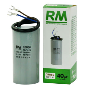 คาปาซิเตอร์เครื่องซักผ้า RM แบบ CBB60 ขนาด 40uF (ไมโครฟารัด) แคปเครื่องซักผ้า คาปาซิเตอร์ปั๊มน้ำ แคปรัน แคปสตาร์ท